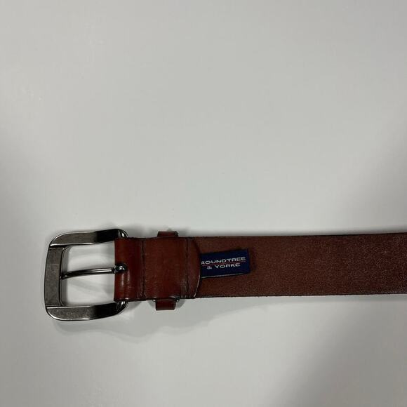 Roundtree & Yorke Full Grain Leather Men’s Belt Brown Silver Buckle‎ 100/40 - Picture 4 of 6